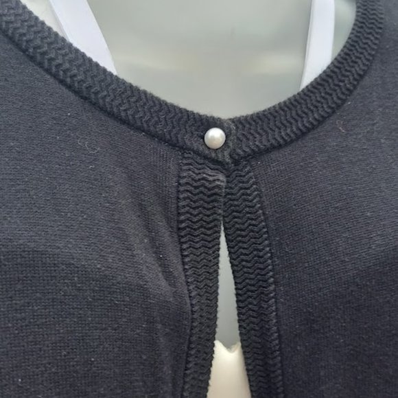 Meera Lane Womens Plus Size 5X Cardigan Single Pearl Button Black Cotton Blend - Picture 8 of 11